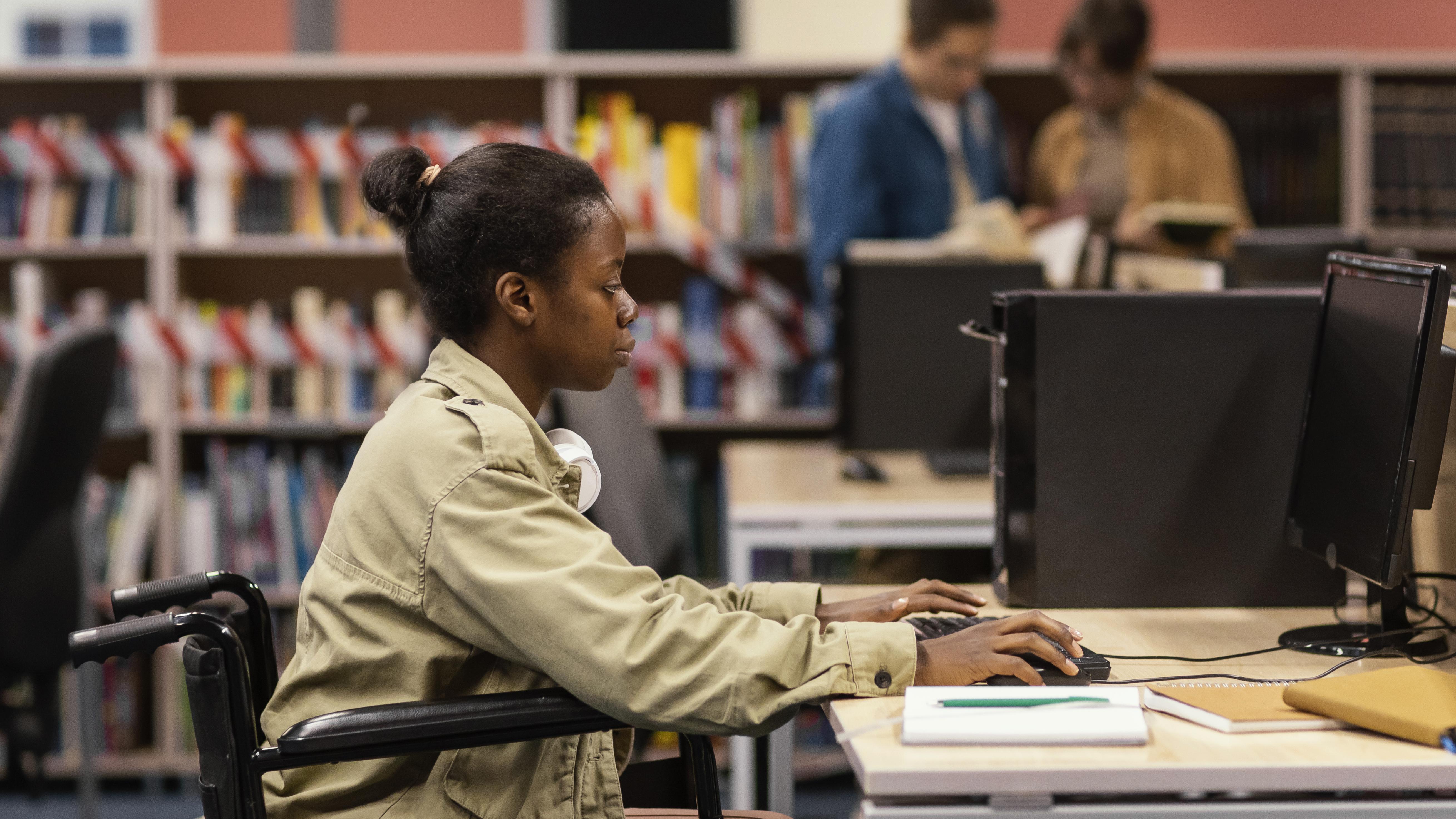 Students in the library